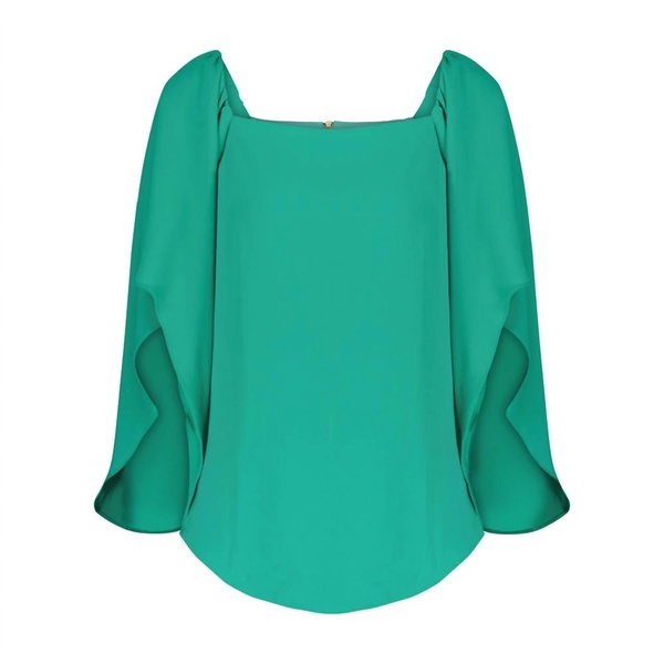 frances 3/4 sleeve top in billard green