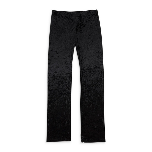 crushed velvet black women's straight pants