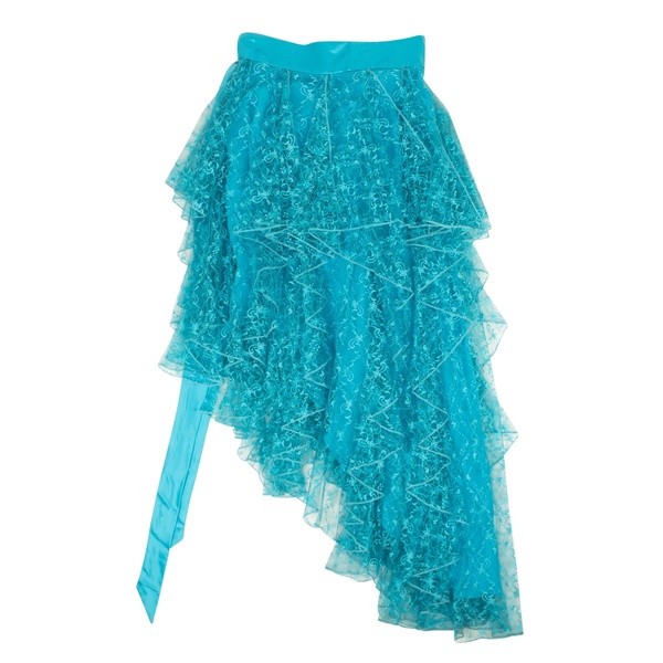 floral lace asymmetrical skirt - teal