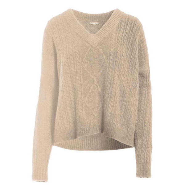 women's cuddle v sweater in wheat