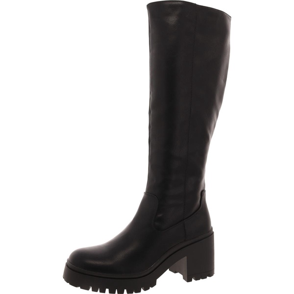 womens faux leather zipper knee-high boots