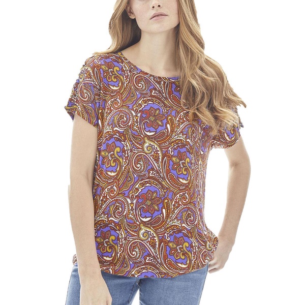 womens paisley lace up t-shirt