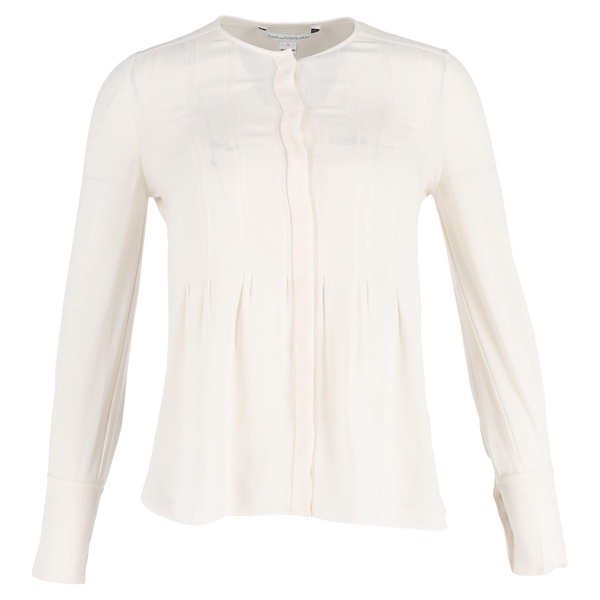 long sleeve blouse in white silk