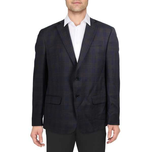 mens wool plaid two-button blazer