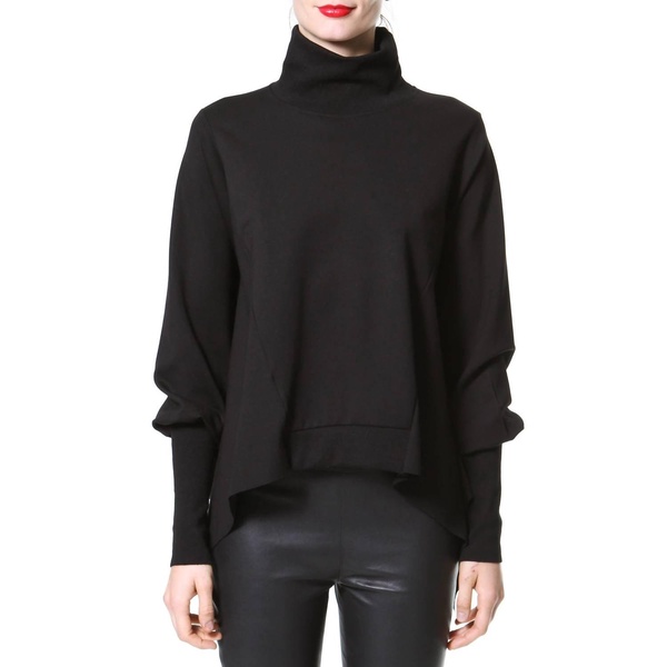 dolman sleeve knit top in black