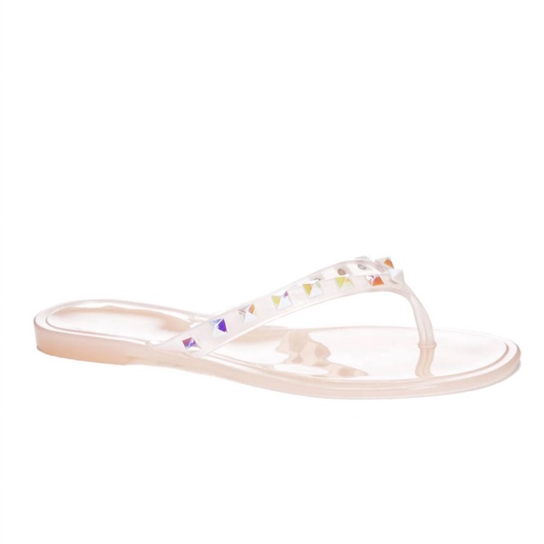 suntan rhinestone jelly sandals in blush