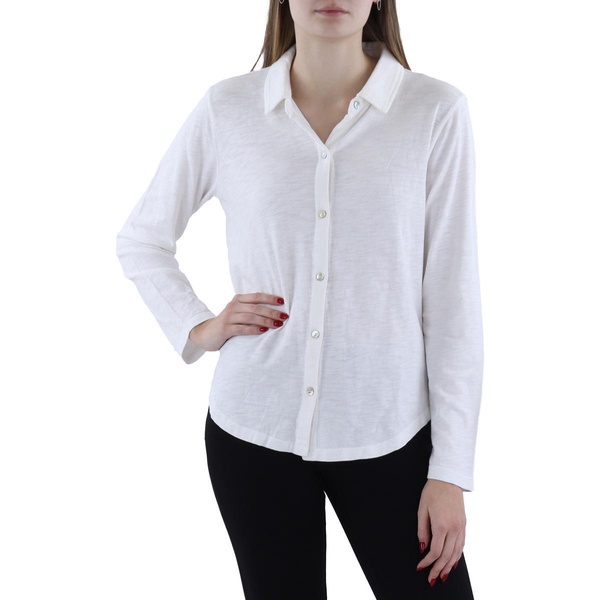 womens modal blend slub button-down top