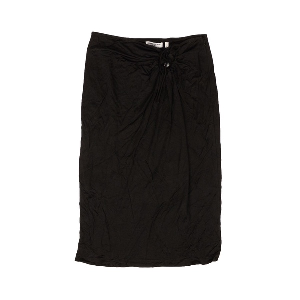 black polyester keyhole flare skirt