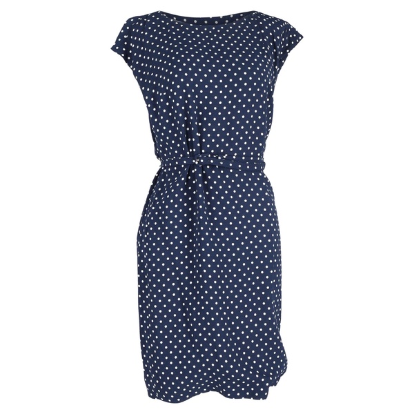 polka dot dress in blue viscose