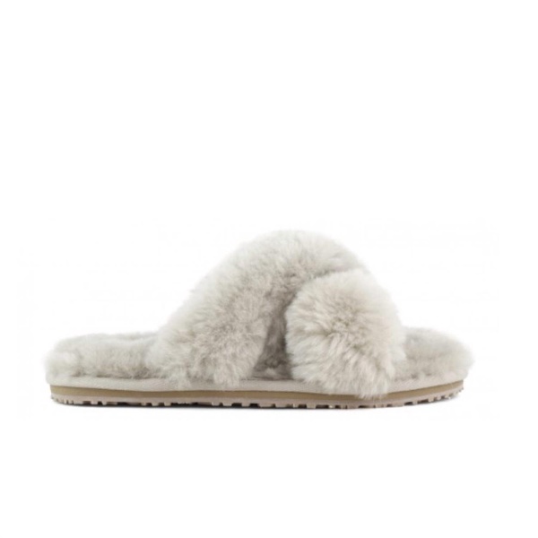 women's criss-cross double-face shearling slipper in sand