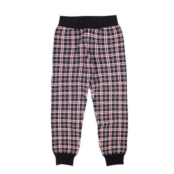 navy plaid knit joggers