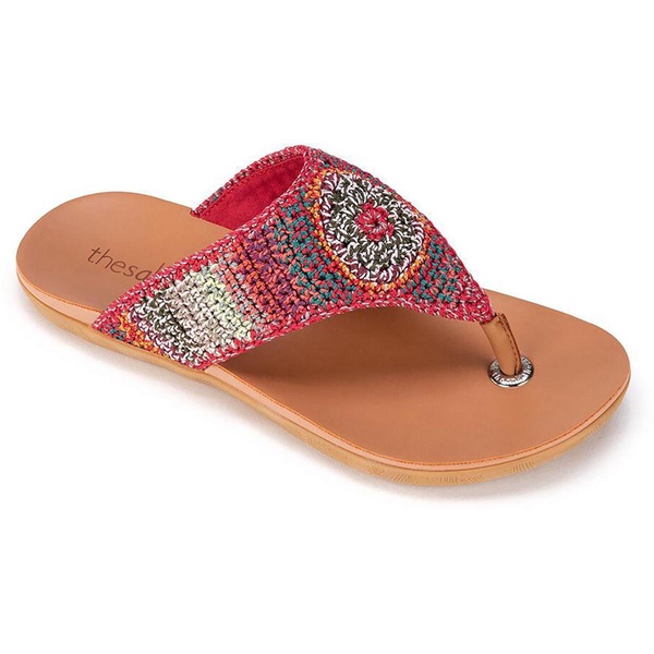 shana womens crochet toe-post slide sandals