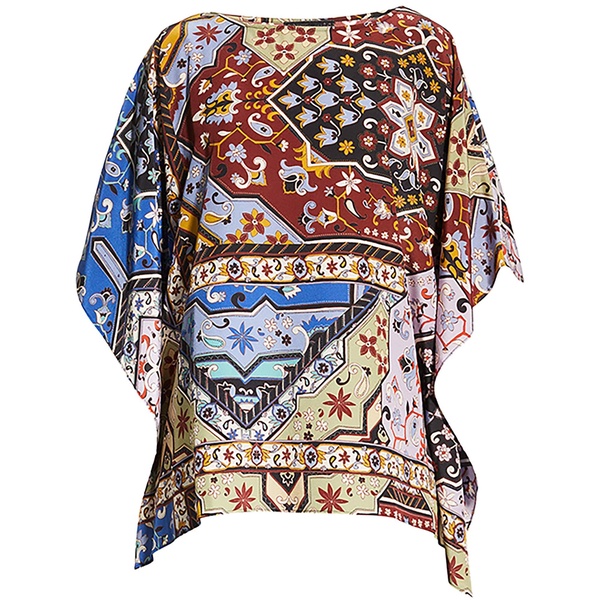 women's miklos silk easy top blouse kimono short poncho