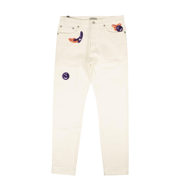 x kenny scharf white slim-fit jeans