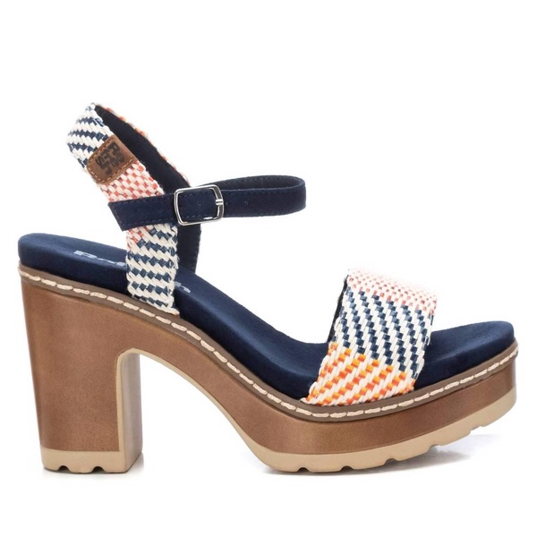 women's heeled sandals in navy