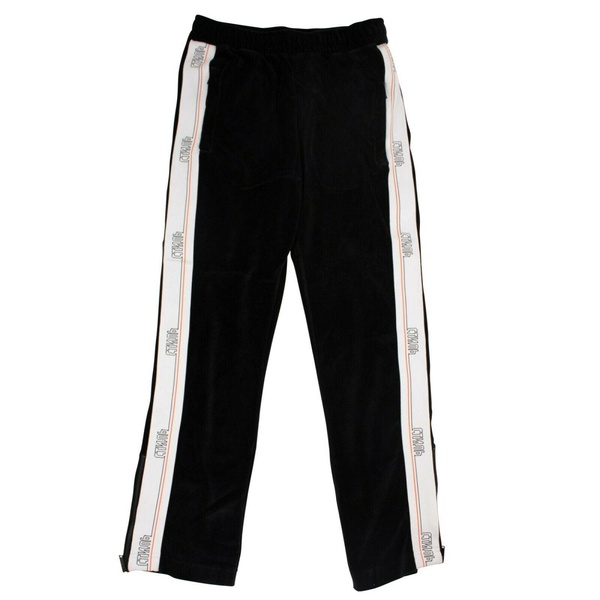 side tape velvet track pants - black