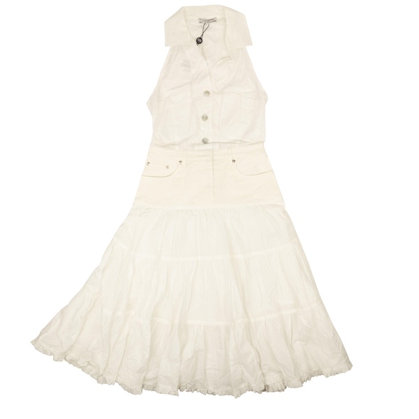 white cotton tiered ruffle dress