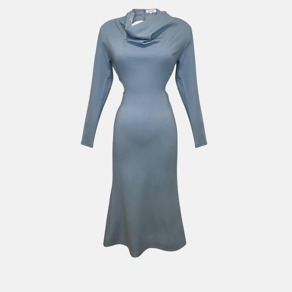 equinox tie back midi dress in blue