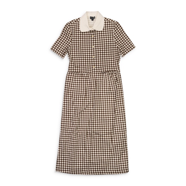 gingham pocket brown sun dress