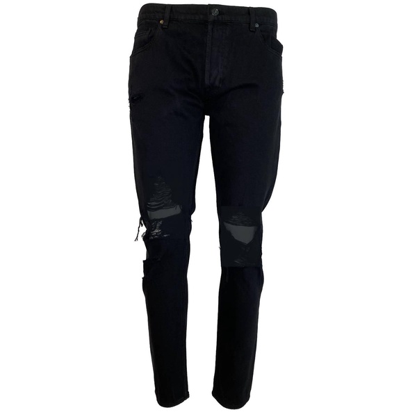 men's skinny paxtyn destroyed jeans in black destroy