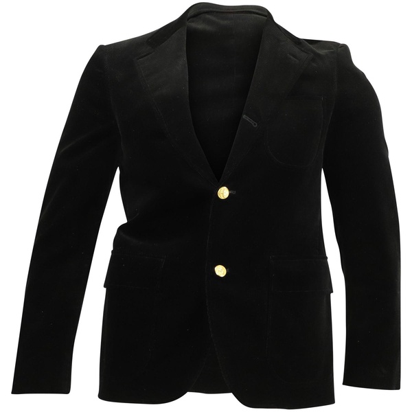 velvet single breasted blazer in black cotton