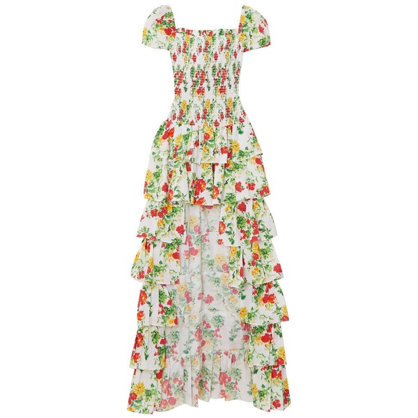 women margo cut-out dress gown yellow red blanc floral