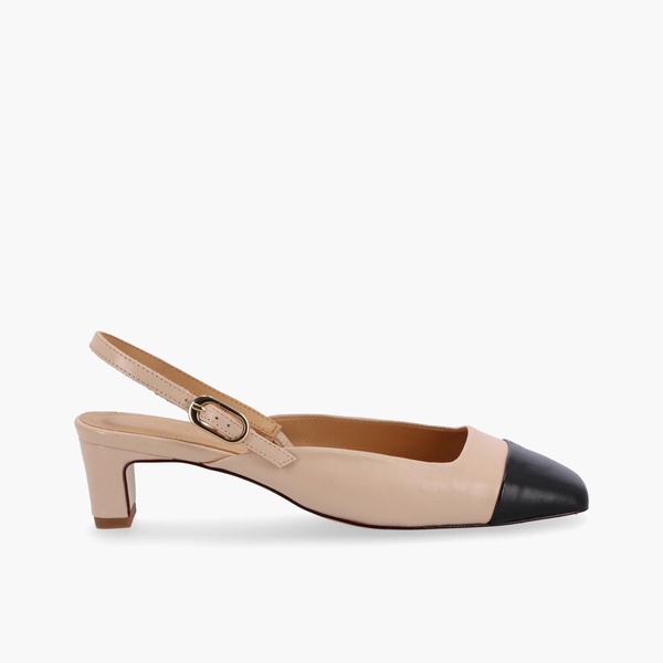 lindy bicolor cream black leather pumps