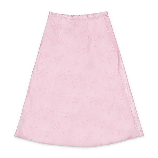 jacquard bias pink flared skirt