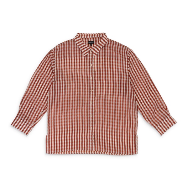 gingham over shirt rust button-up