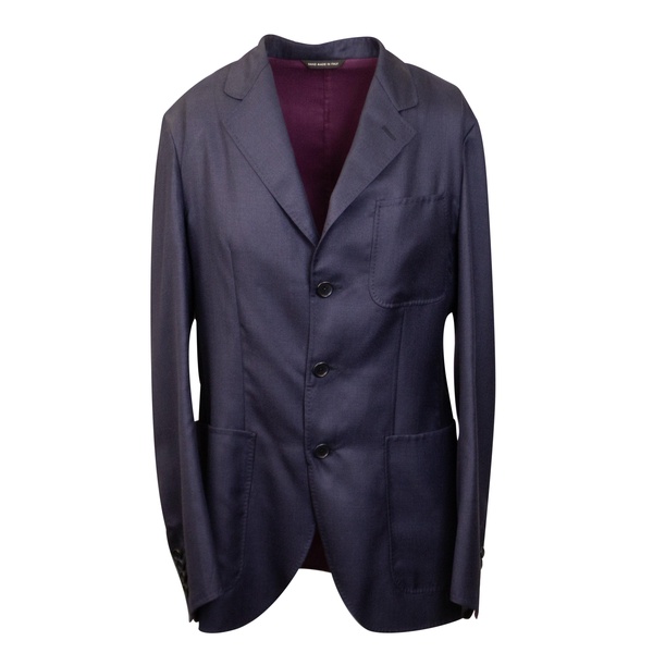 navy silk cashmere single breasted blazer