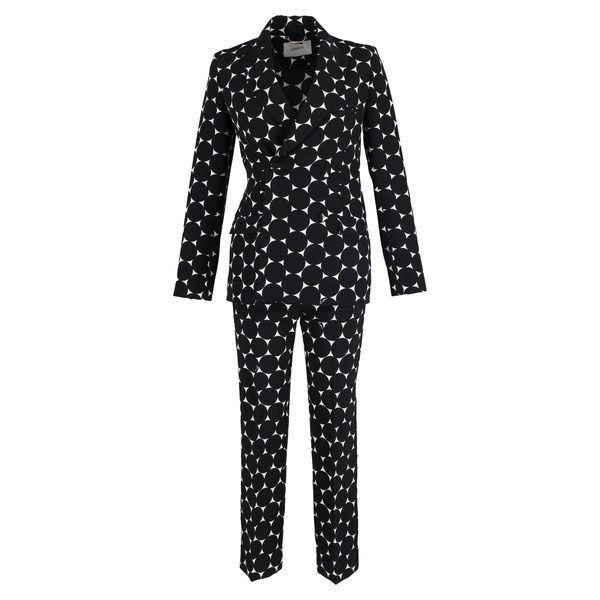 freesia double-breasted crepe jacket and pansy trousers in black polyester