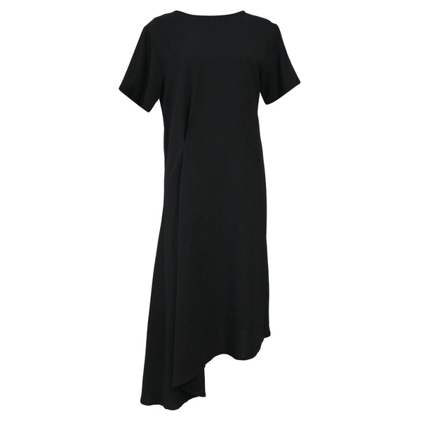 asymmetric dress in black wool