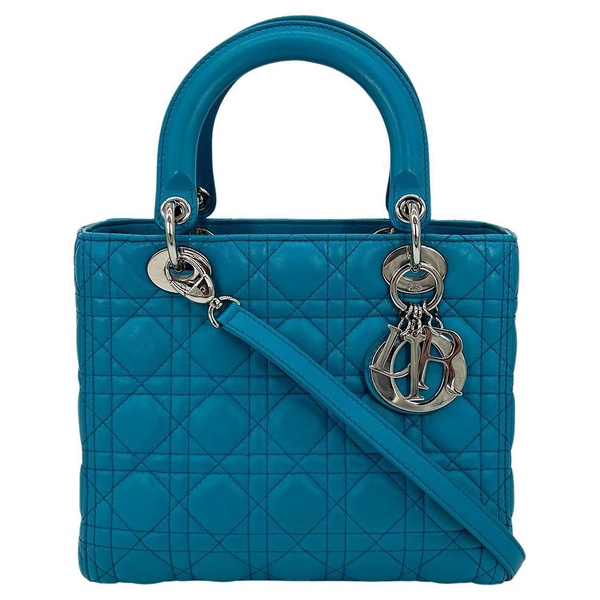 teal leather cannage medium lady di bag