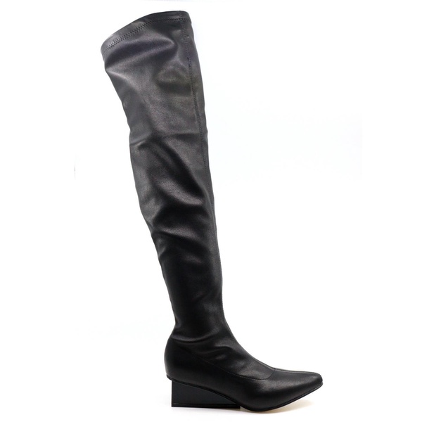 women's square edge boots in black