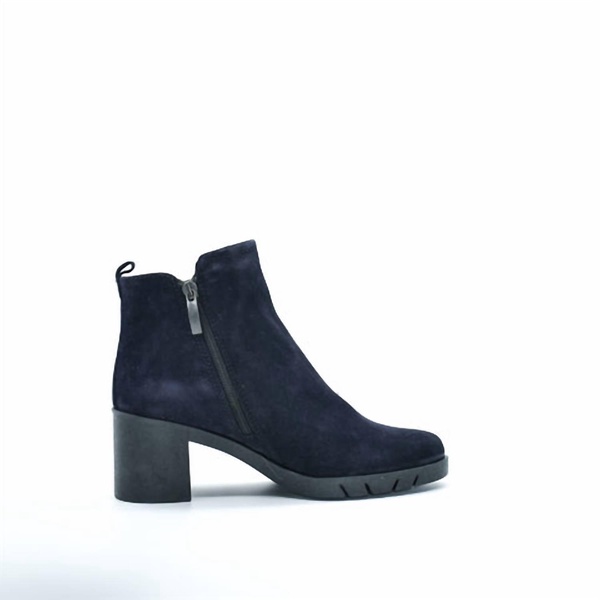 women's stand up ankle boots in dark blue suede