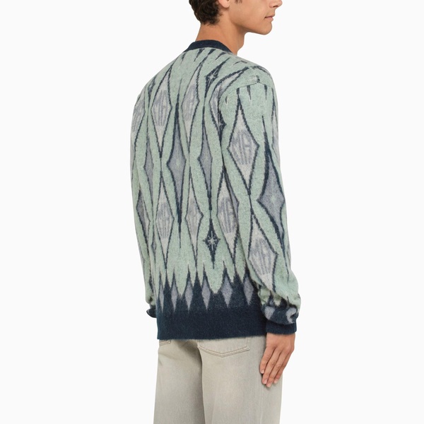 Amiri Blue Argyle Cardigan