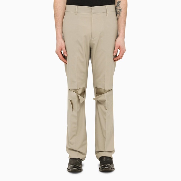 Givenchy Stone Tailored Trousers With Wear Men