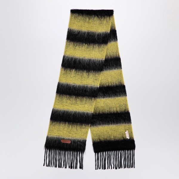 Marni Black/Yellow Striped Wool-Blend Scarf Women