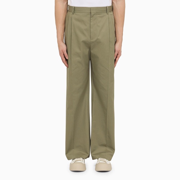 Loewe Military Green Pleated Trousers Men