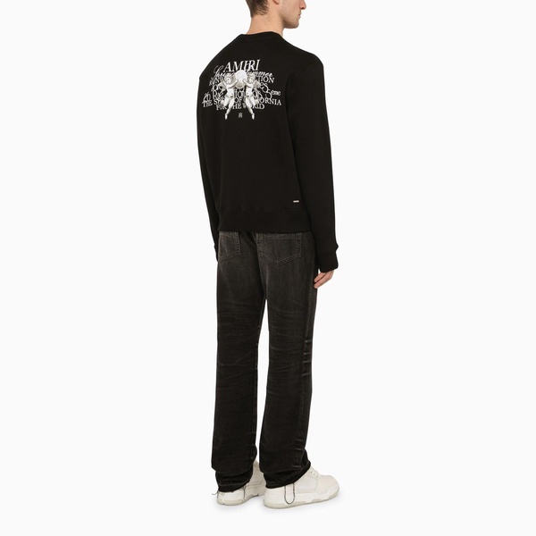 Amiri Black Cotton Crewneck Sweatshirt With Logo Print