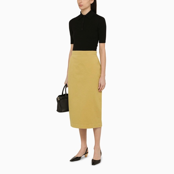 Denver cotton gabardine midi skirt