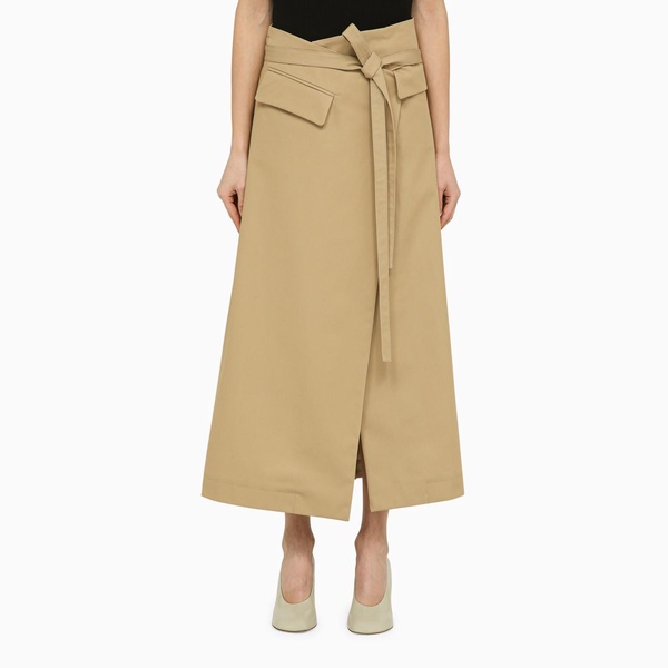 Sportmax Beige Cotton Long Wrap Around Skirt