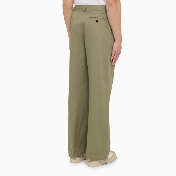 Loewe Military Green Pleated Trousers Men