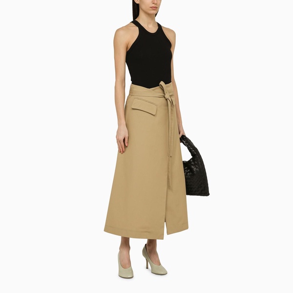 Sportmax Beige Cotton Long Wrap Around Skirt