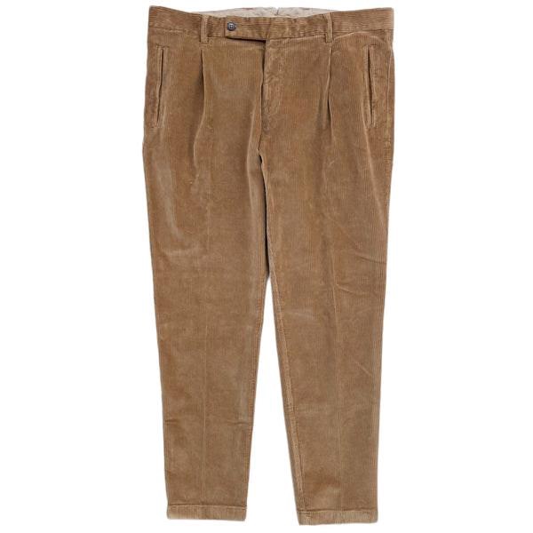 Corduroy Pleated Chino Pants In Khaki