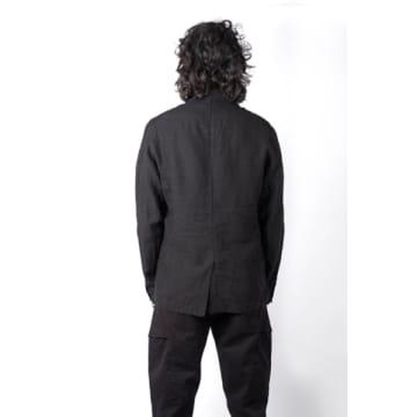 Regular Fit Linen Blazer Black