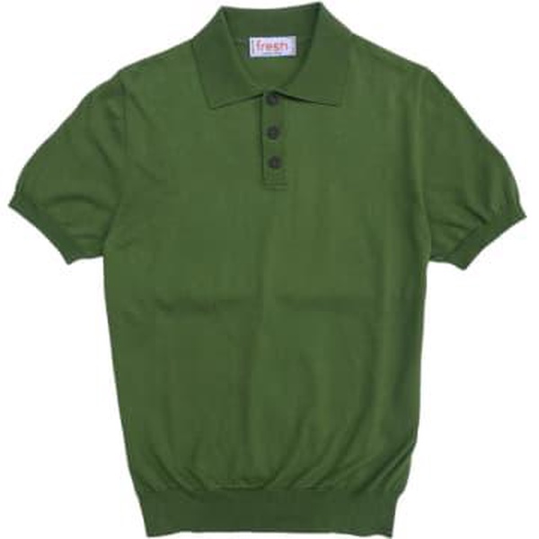 Weller Extra Fine Cotton Knitted Polo In Green