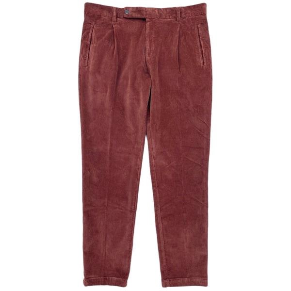 Corduroy Pleated Chino Pants In Copper