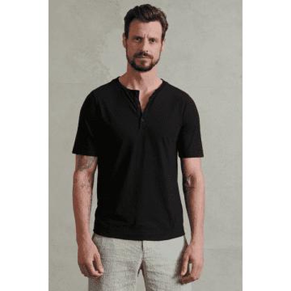 Black Cotton Button Up Tshirt