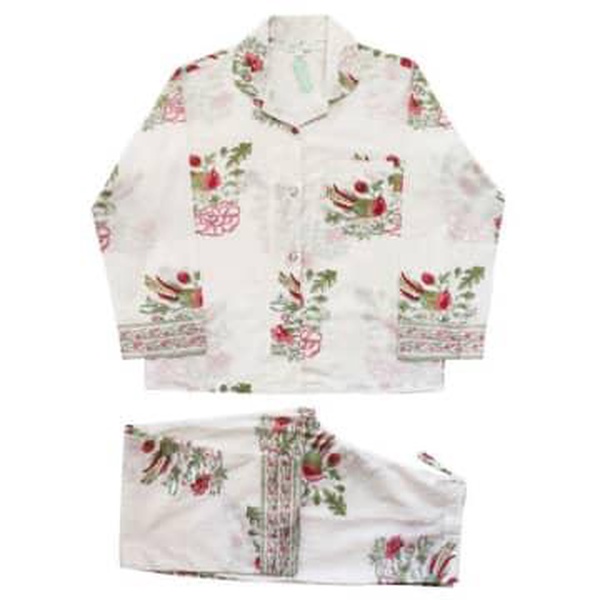 Pink And Mink Green Floral Print Ladies Pyjamas